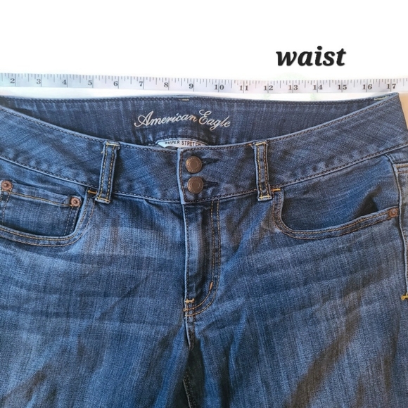 *SOLD* American Eagle Womens 12 Short Artist Stretch Bootcut Blue Jeans Denim - Picture 9 of 10